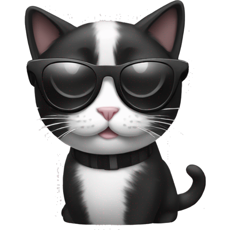 black and white cat with sunglasses  emoji