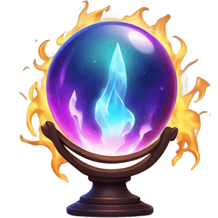 fortune telling ball in fire emoji