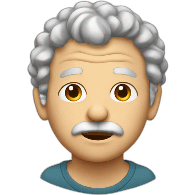 head only of short light brown very curly hair, big broken nose,gotee, old person emoji