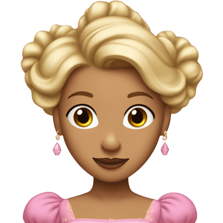 Girly Princess with pink ballgown and light skin and big blonde hair updo pretty detailed realistic  emoji