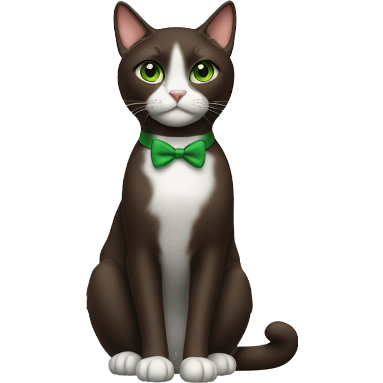 Brown tuxedo cat with green eyes emoji