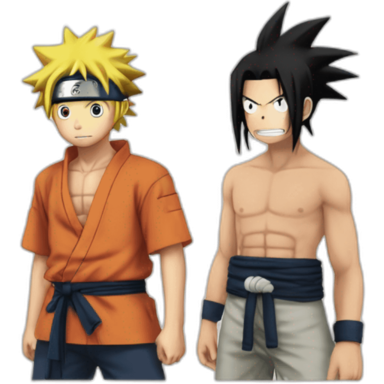 Naruto et Luffy qui se serre la main emoji