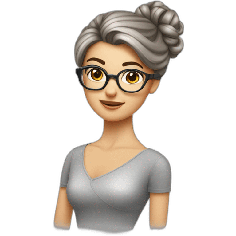 femme cheveux gris chignon danseuse lunette marron emoji