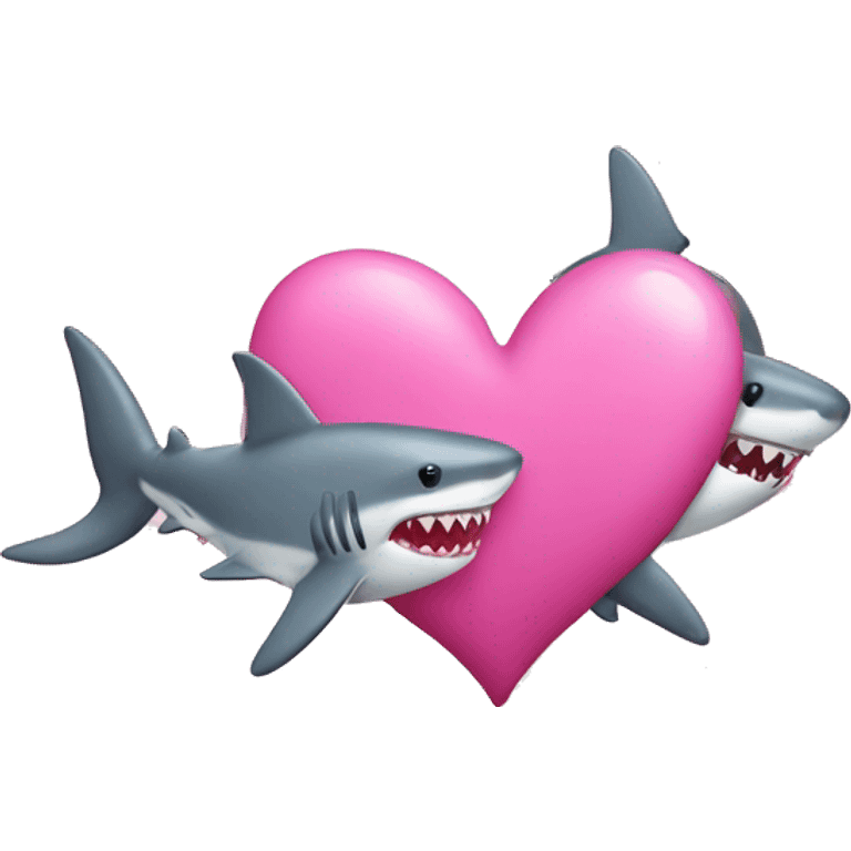 pink love heart with sharks emoji