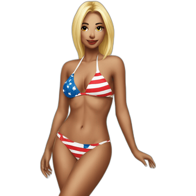 Sexy pose - woman wearing only American flag bikini poster emoji