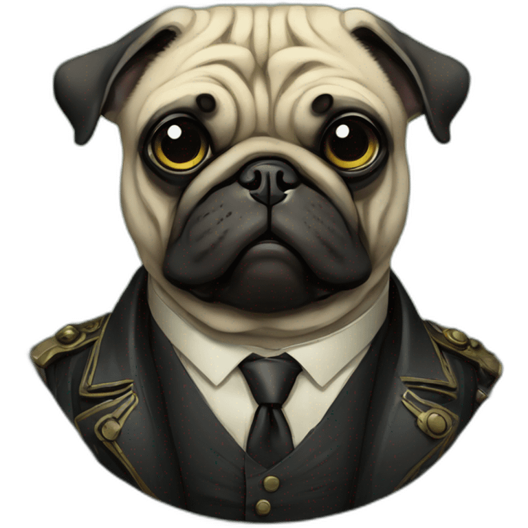 A cyberpunk pug in Art Nouveau style during 1910 emoji