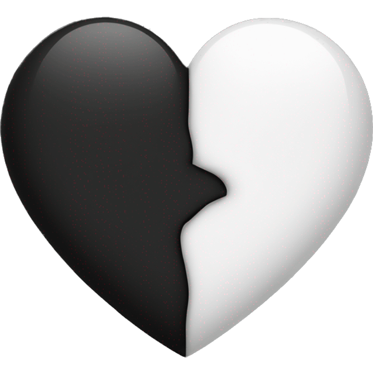 Half white half black heart where left half is white emoji