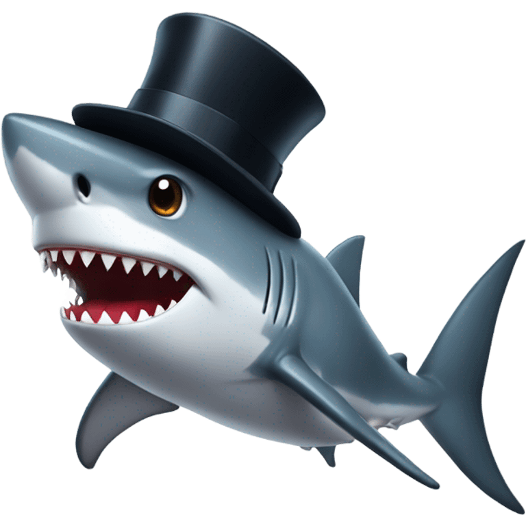 Shark with a top hat emoji