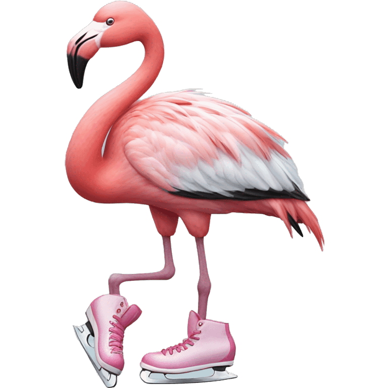 Flamingo wearing ice skates emoji