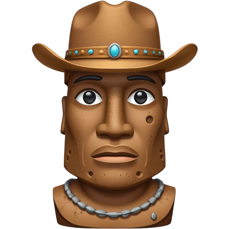 moai head statue with cowboy hat blushing emoji