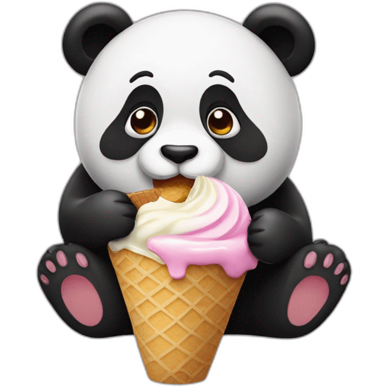 Panda eating ice cream emoji