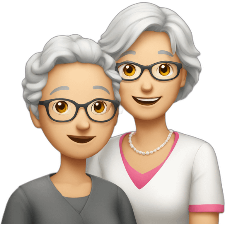 Classmates Reunion with older lady teacher emoji