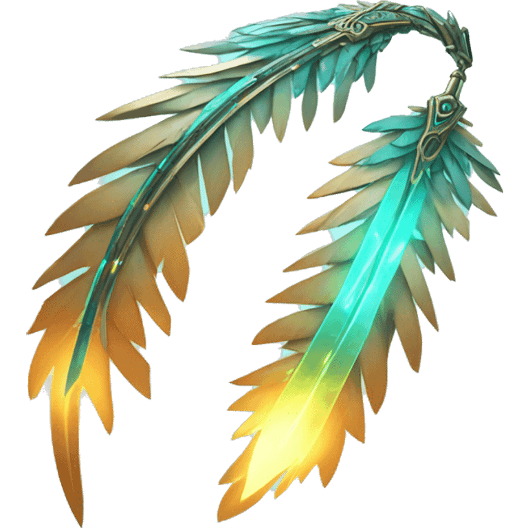 Cyber phoenix feather with aqua colored glowing circuitry emoji