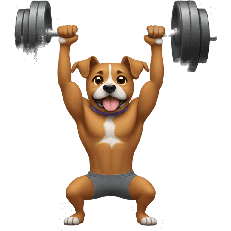 Dog lifting weights emoji