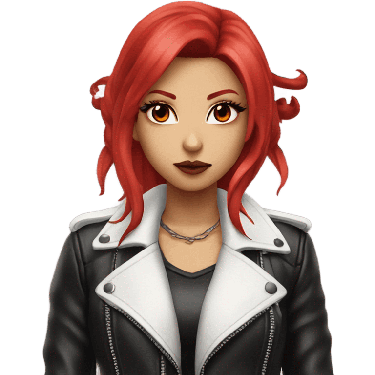 devil hime gyaru girl, red hair, leather jacket emoji