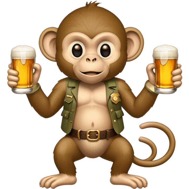 Monkey with beer and guns emoji