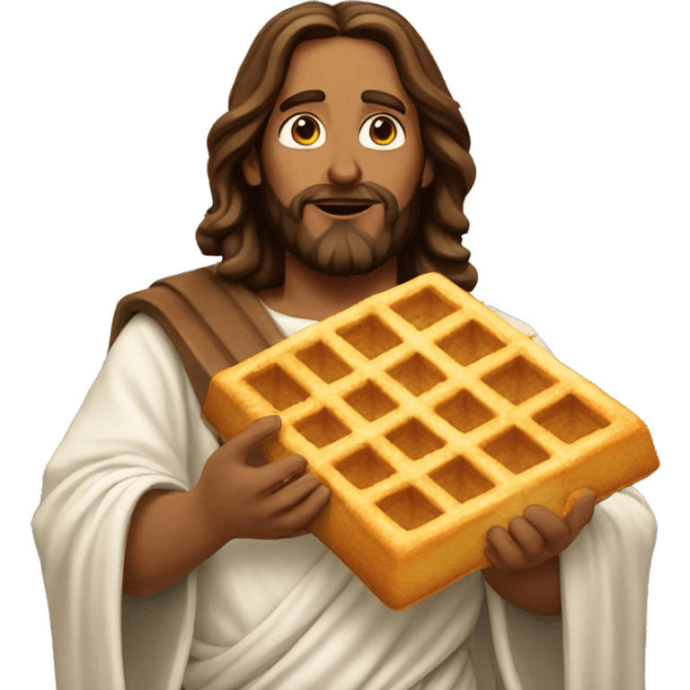 Jesus holding a waffle emoji