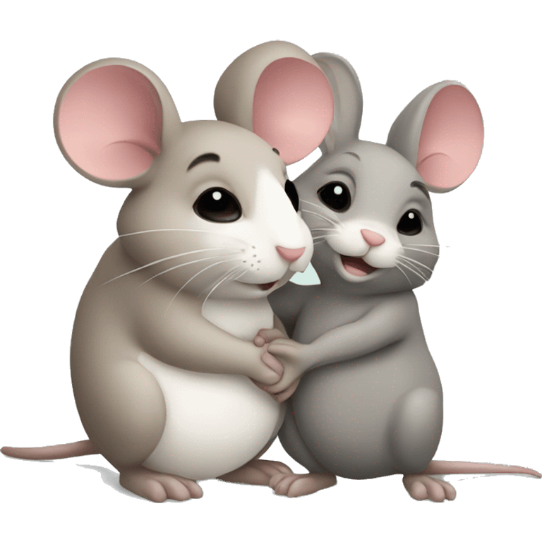 Mouse and rabbit cuddling  emoji