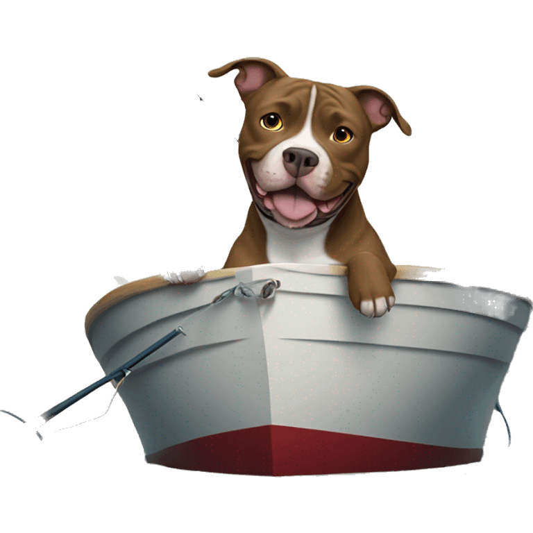 pitbull dog fishing on a boat emoji