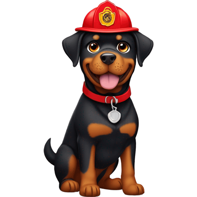 Rottweiler wearing a fireman’s hat emoji