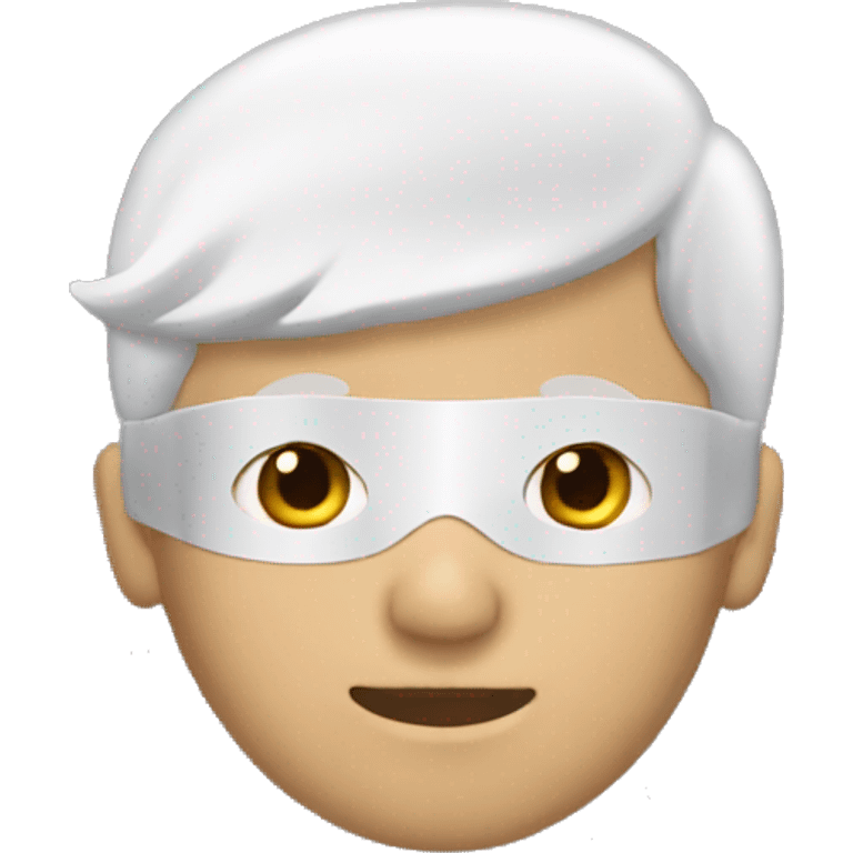 Boy with white hair blindfolded emoji