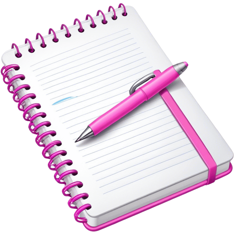 Notebook with a pink pen emoji