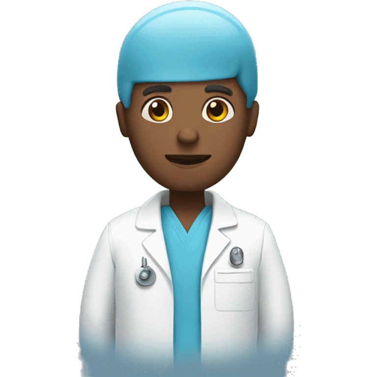 man in clean room blue medical suit emoji