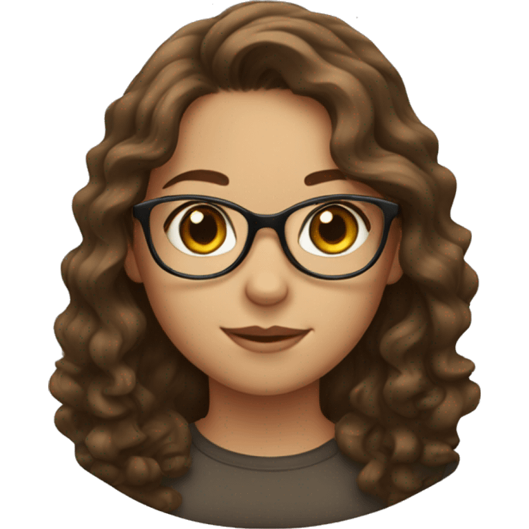 girl with wavy brown hair, hazel eyes and glasses emoji