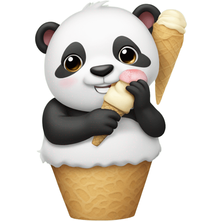 Panda eating ice cream emoji