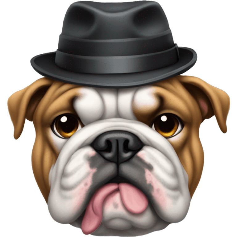 Bulldog wearing gangster clothes emoji