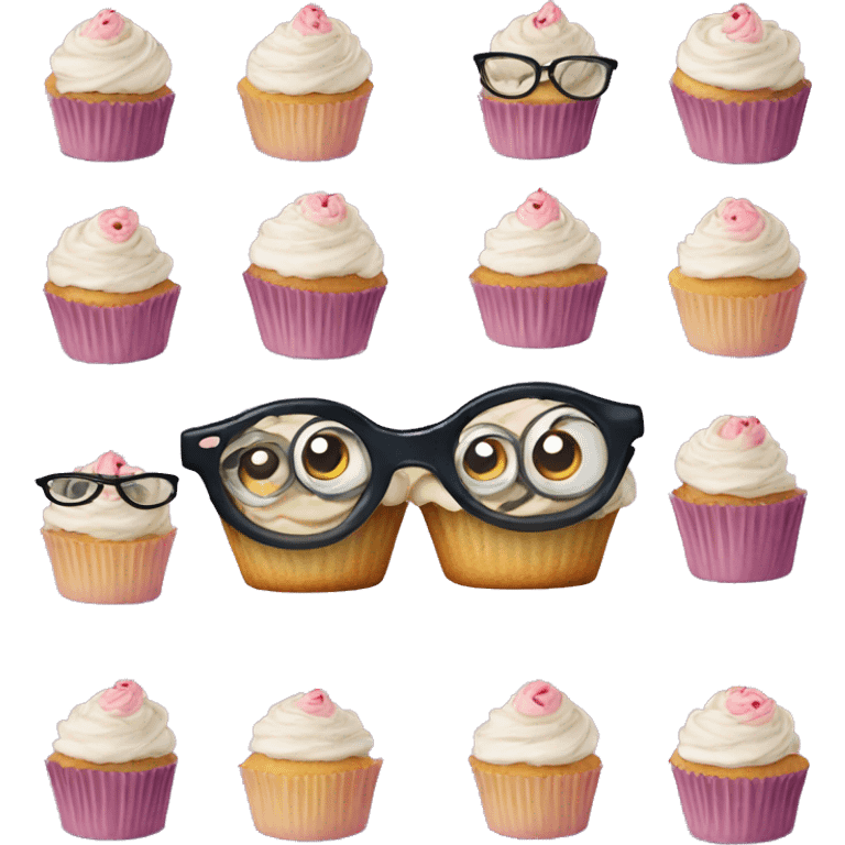 Cupcake with eyes and glasses  emoji