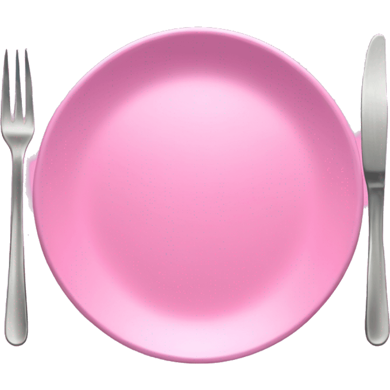 Pink plate with pink silverware realistic emoji