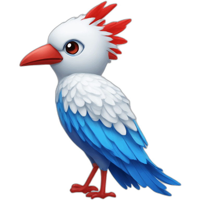 Fantasy bird white blue red emoji