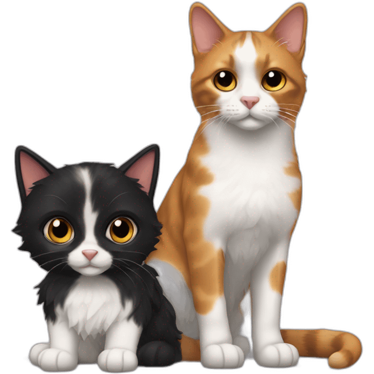 calico cat next to black dog emoji