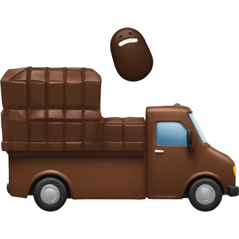 guy eating a chocolate filming a truck emoji