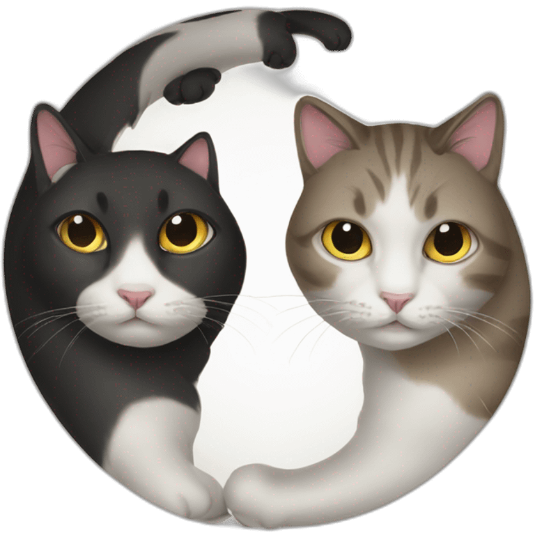 Two cats yin yang emoji