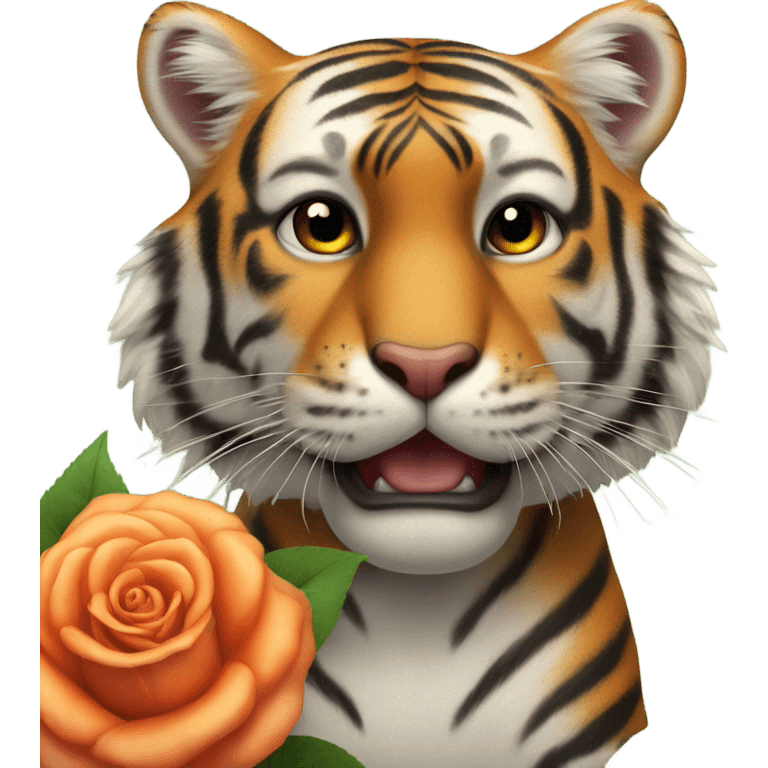 tiger sniffing a rose  emoji