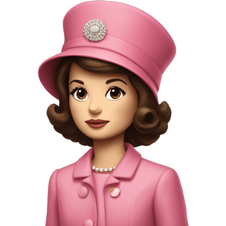 Young Jackie Kennedy in pink suit and pillbox hat emoji