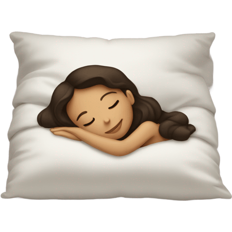 sleeping beauty brunette white girl with a silk pillow emoji