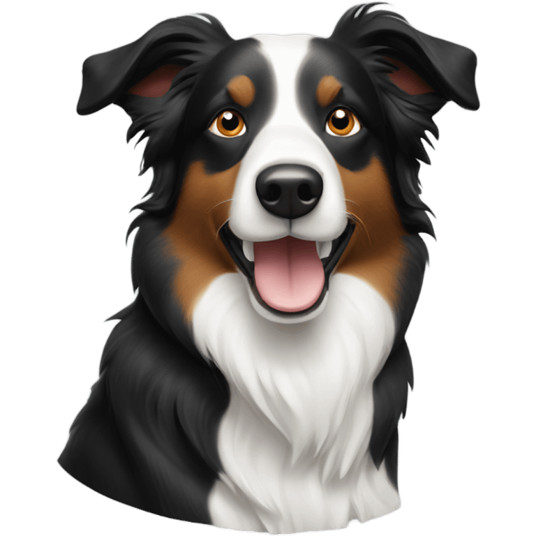 a border collie with asymetric white spot on his head emoji