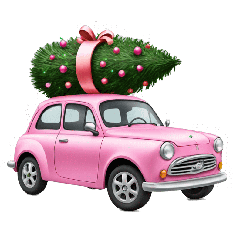 Christmas pink car with Christmas tree emoji