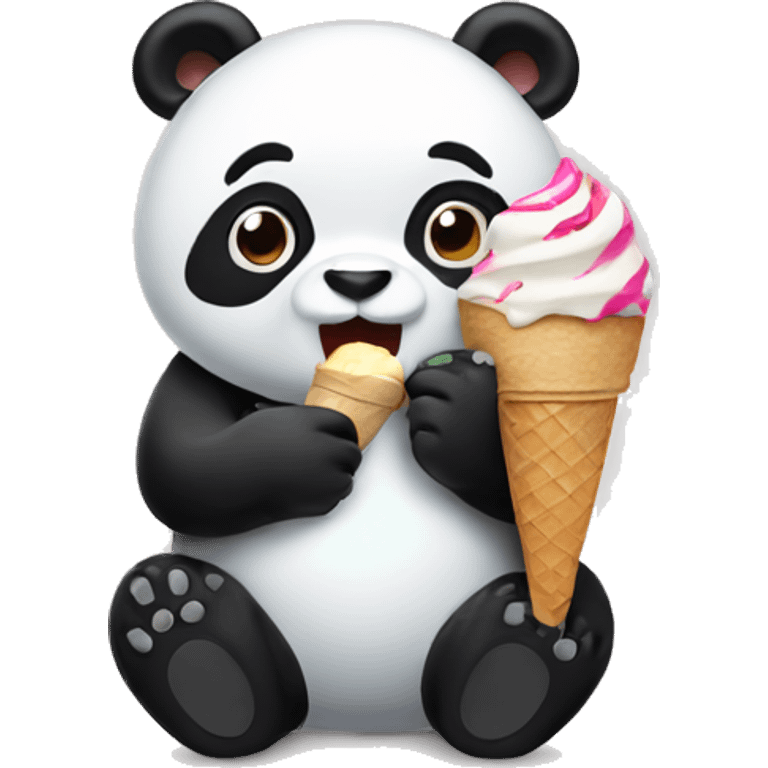 Panda eating ice cream emoji