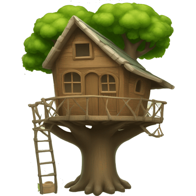 A treehouse with a bow emoji