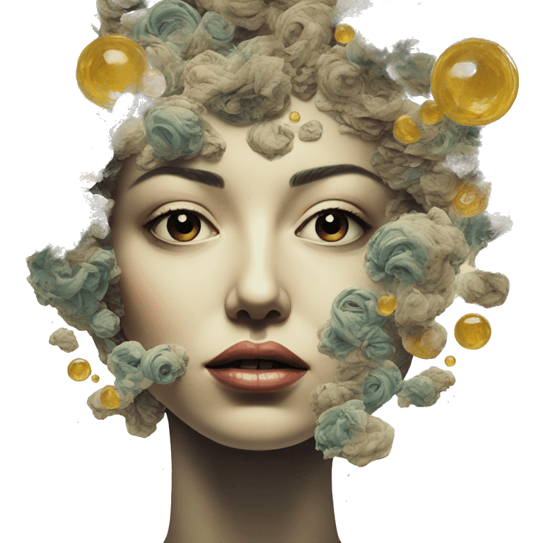 Surreal  collage portrait abstract person face emoji