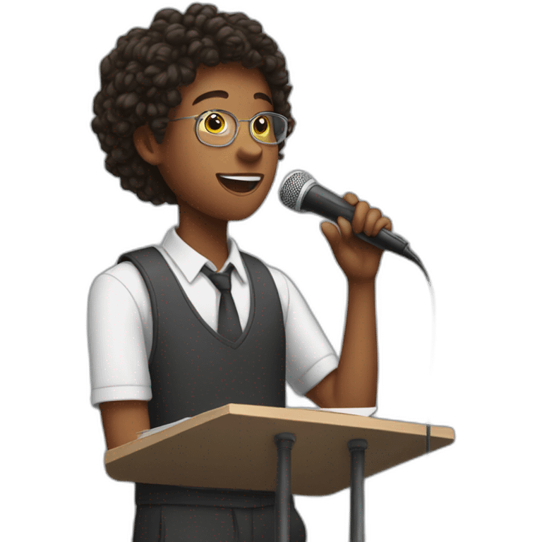 Teenager giving a speech emoji