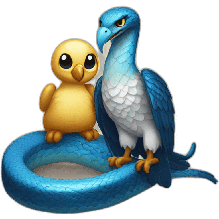 blue snake and eagle in love emoji