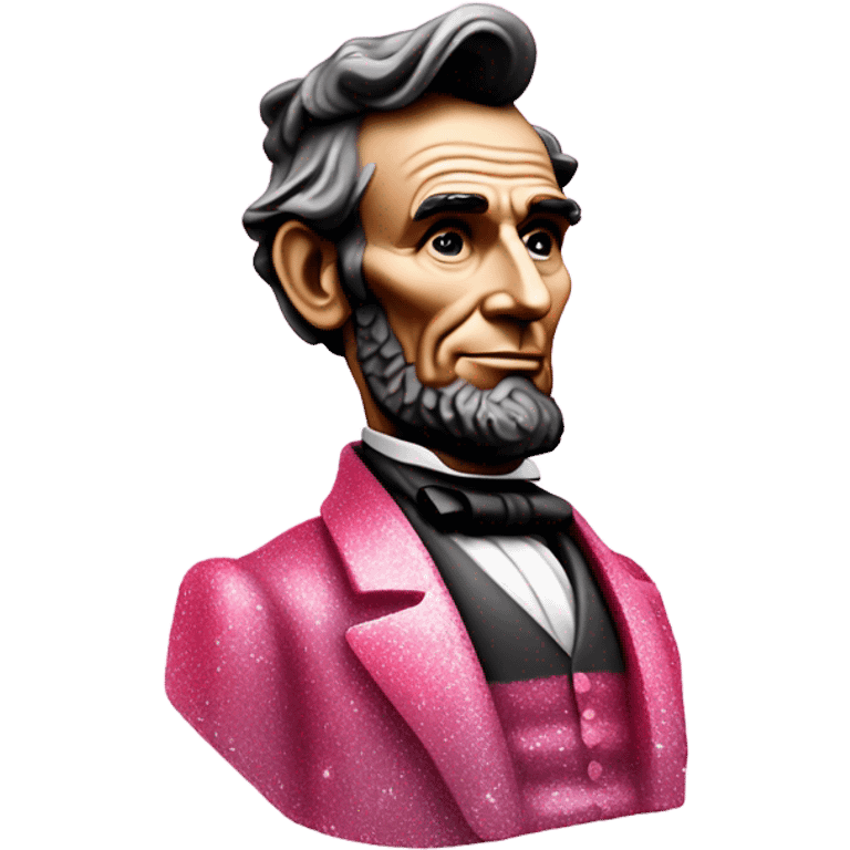 Pink ombre statue of Abraham Lincoln with glitter and roses  emoji