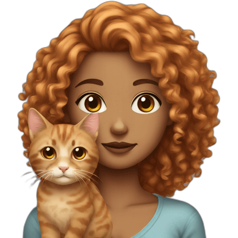 Dyed curly hair Girl with a cat emoji