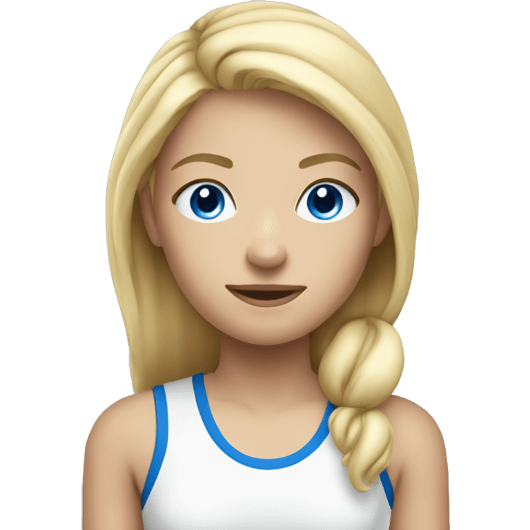 Sporty blond girl with blue eyes emoji