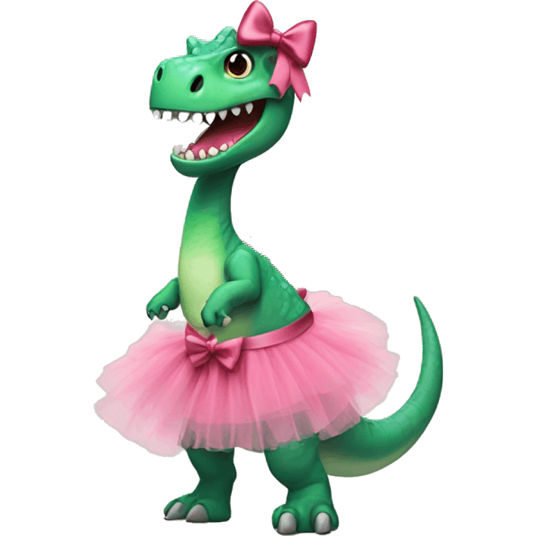 Dinosaur with a bow and tutu emoji